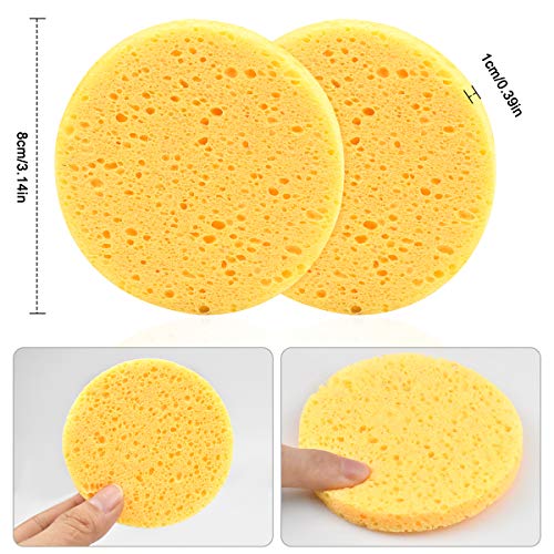 NATUCE 10PCS Cleansing Sponges for Face, Facial Sponges Cleansing Reusable Compressed Cellulose Face Sponge (Round, Yellow) (10Pcs)