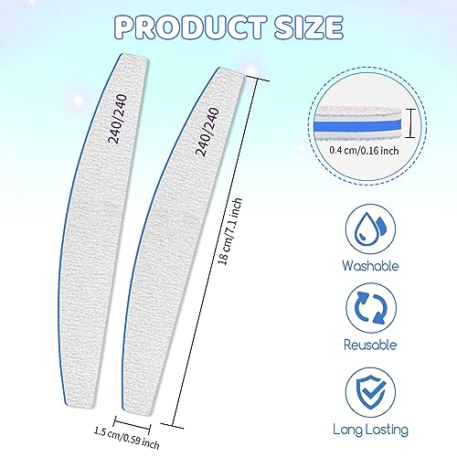 Nail Files, Nail Files, 100/100 Grit Nail Files 12 PCS, Double Sided Emery Board Nail Files for Acrylic Nails and Natural Nails, Washable and Reu