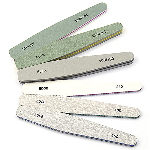Professional Nail File Set Double Sided Grit 100/150/180/220/240/280/1000/4000 Buffer Emery Board Manicure Tools for Nail Grooming and Styling, A