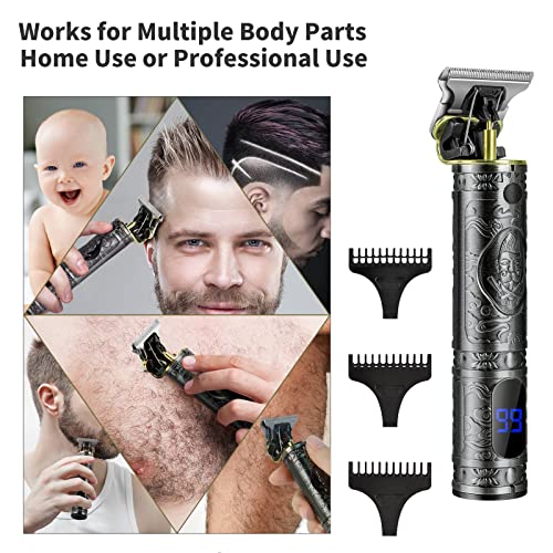 Hair Clippers for Men, AISEELY Beard Trimmer Men, LCD Screen Zero Gapped T-Blade Trimmer Clippers for Hair Cutting, Professional Cordless Electri