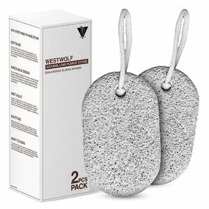 WestWolf Natural Pumice Stone for Feet and Hands, Pack of 2 Rectangled Shape,Feet Hard Skin Remover – Foot Scrubber for Dead Skin Removal – Natur