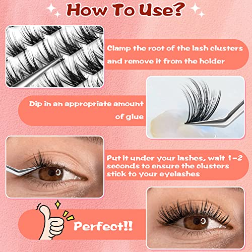 Lash Clusters DIY Eyelash Extensions 96pcs Cluster Lashes Wispy False Eyelashes C D Curl Individual Lashes Extensions 8-16MM Mega Fluffy Eyelash