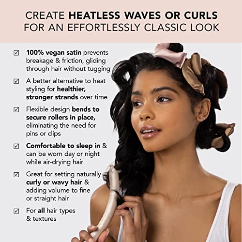 Kitsch Heatless Hair Curler - Satin Covered Heatless Hair Curlers for Long Hair | Flexi Rods for Heatless Curls for All Hair Types | Hair Curlers