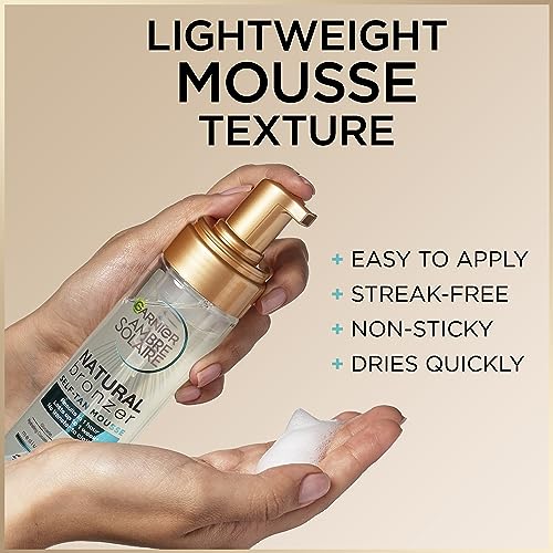 Garnier Ambre Solaire Natural Bronzer Self Tan Mousse 200 ml, Streak Free & Intense Fake Tan In 1 Application, Hydrating Mousse With Coconut Wate