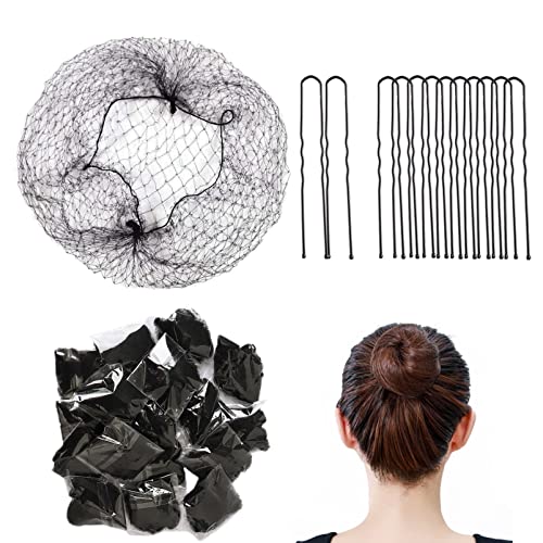 Ballet Hair Net for Girls, Ballet Bun Net Brown Bun Net Invisible Hair Net for Child 50Pcs Ballet Net and 50Pcs Bobby Pins Hair Bun Accessories f