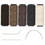 Vlasy 5 Pcs Hair Extension Weave Thread with 3 Pcs Needle C-Curve+ J+ I Type Needles Set Hair Salon Weaving Thread for Hair Extension Sewing Thre