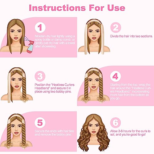 Heatless Hair Curler, Heatless Curls Headband, Satin Heatless Curling Set, Overnight Curls Headband, Create Flawless Classic Curls without Heat