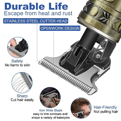 Cordless Hair Clippers, Beard Trimmer for Men, Hair Trimmer, Precision T-Bladeds,with 3 Limit Combs, with USB Charger LCD Display, Gifts for Men