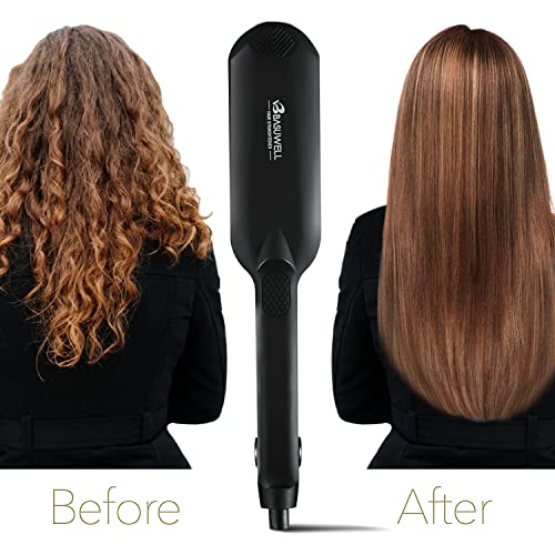 Basuwell Professional Hair Straighteners Wide Plates for Thick Hair Five-Speed Temperature Control Voltage Salon Fast Hair Styler UK Plug, Black