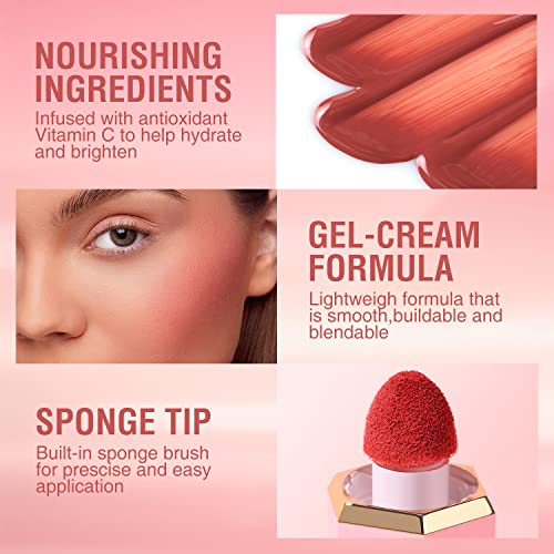 LANGMANNI Soft Liquid Blush Makeup,Cream Blush For Cheeks.Long-Lasting,Waterproof And Velvet Texture Natural Glossy Liquid Blush For All Skin. (#
