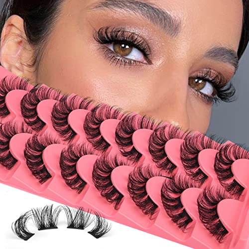Cluster Lashes Natural Look Wispy Cat Eye Lashes Extensions Fluffy False Eyelashes Individual Lashes Strips DIY Lashes Pack Natural Lashes Cluste