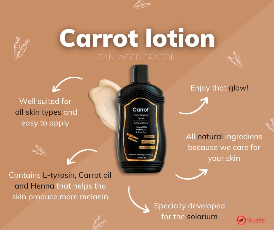 Carrot-Sun® Dark Tanning Lotion, Tanning Lotion with 100% natural Carrot Oil extract, Maximum Browning in One Day, 200ml