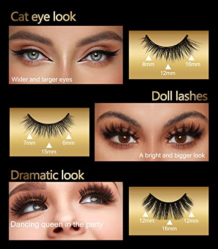 Magnetic Eyelashs Natural Look, Larbois 5 Paires Magnetic Eyelashes with Eyeliner Kit, Self Adhesive&Reusable Fluffy Fake Eyelashes Set and Water