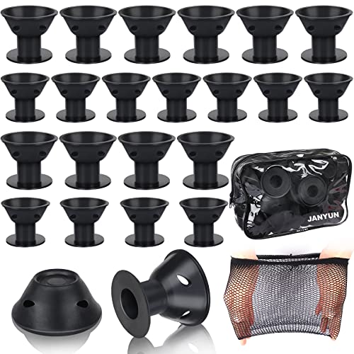 JANYUN 40 Pcs Pink Magic Hair Rollers 20 Pcs Large and 20 Pcs Small Silicone Curlers No Heat Hair Curlers for Women Girls Long Short Hair (Pink)