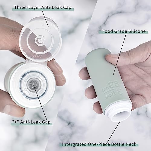 Mafrie Silicone Travel Bottles for Toiletries 89ml 3oz Travel Size Containers Set 4 Pack Portable Leak Proof Refillable Cosmetic Squeeze Bottles