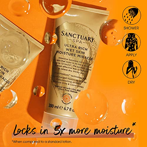 Sanctuary Spa Body Lotion, 200 ml, Ultra Rich Wet Skin Moisture Miracle for Dry Skin, Vegan and Cruelty Free(Packaging May vary)