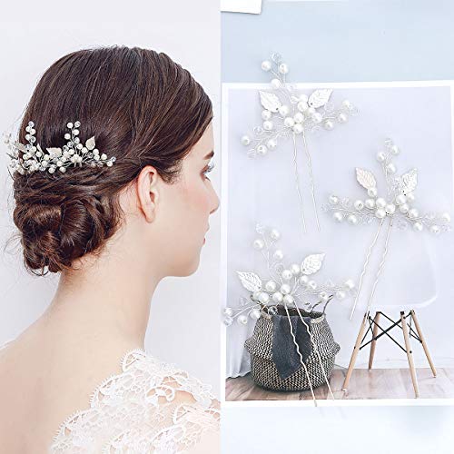 Bridal Hair Pins - 3pcs Fashion Retro Elegant Ladies Pearl Rhinestone Hair Accessories for Wedding Bridal Jewelry Bridal Hair Accessories Headpie