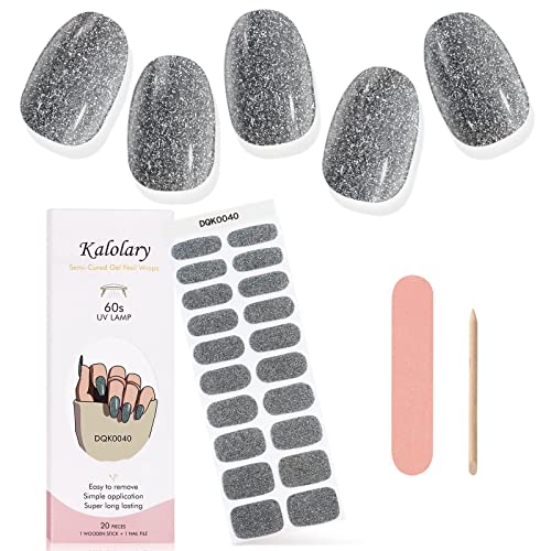 Kalolary Gel Nail Polish Strips, Semi Cured Nail Gel Art Sticker Waterproof Full Nail Wraps Decal Sets with Nail File and Stick for Women Girls N