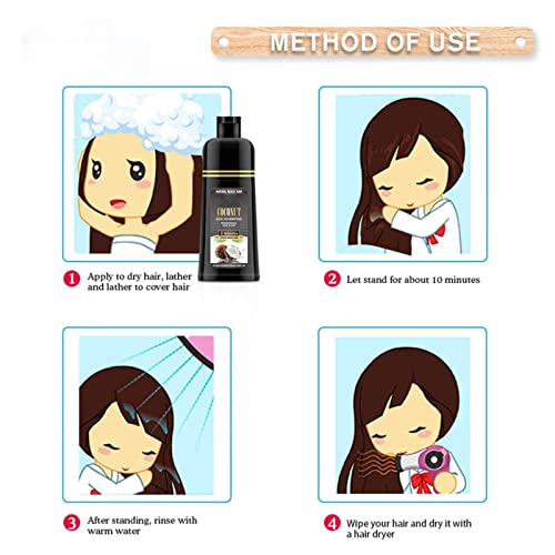 Black Hair Shampoo, 500ml Coconut Ginger Shampoo Fast Black Hair Hair Dye Coloring Nourishing Shampoo(500ml)