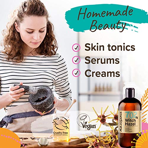 Naissance Distilled Witch Hazel (no. 702) 500ml - Pure, Natural, Cruelty Free, Vegan - Cleansing & Toning - Aromatherapy, Skincare and DIY Beauty