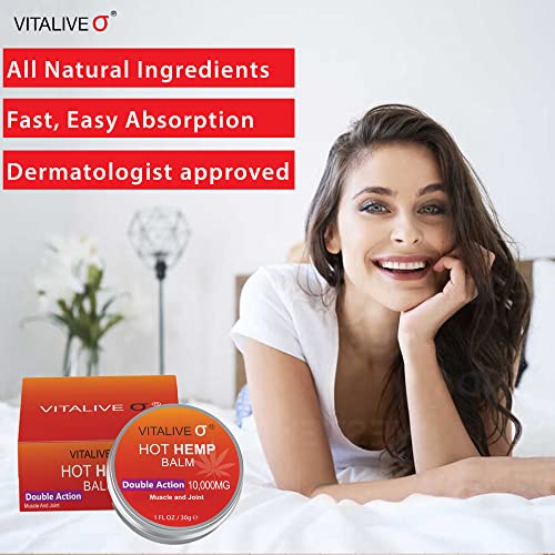 Hot Hemp Cream | Warming Hemp Balm |Hemp Oil Cream | Deep Heat for Knees, Legs, Back, Shoulders, Feet & Body | Natural Herbal Gel | VITALIVE | 30