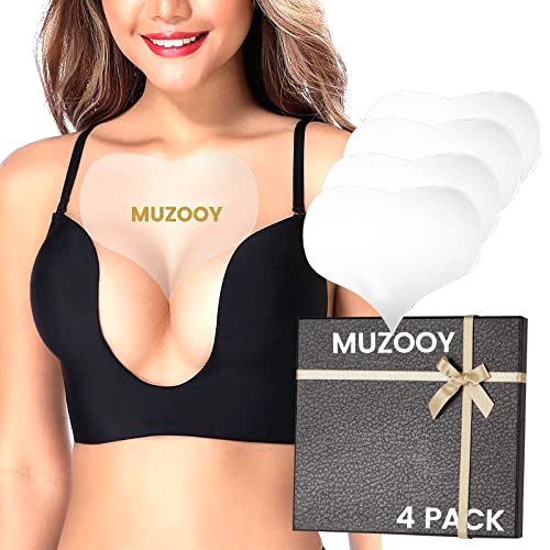 Muzooy 4 Pack Chest Wrinkle Pads, Anti Wrinkle Silicone Chest Patches, Resuable and 100% Medical Grade Décolleté Anti Wrinkle Patches, Overnight