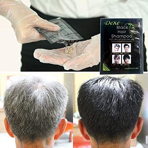 Black Hair Shampoo-Dexe Black Hair Shampoo for Natural Hair,Temporary Instant Hair Dye Maintain for Men and Women Black Color/Easy to Use/Last 30