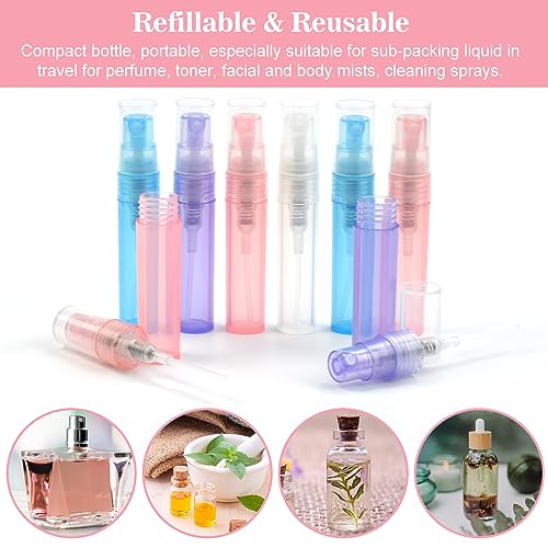 KITERI 40 Pcs Mini Spray Atomizer Empty Bottles, 2ml Mini Spray Bottle Refillable Perfume Empty Sample Bottle Sprayer Portable Mist Plastic Sampl