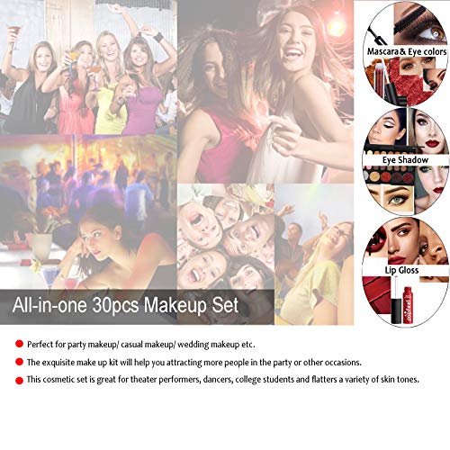 RoseFlower 28Pcs Professional Makeup Set, Essential Make up Starter Set All-In-One Make-up Gift Sets With Cosmetic bag Eyeshadow Palette Lip Glos