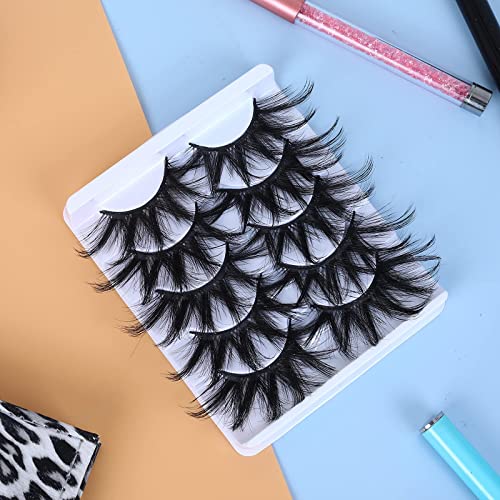 Molain Multi-layered Lashes False Eyelashes Dramatic 25MM Faux Mink Lashes Pack 5 Pairs Wispy Long Thick Fluffy Strip Eye Lashes (style#26)