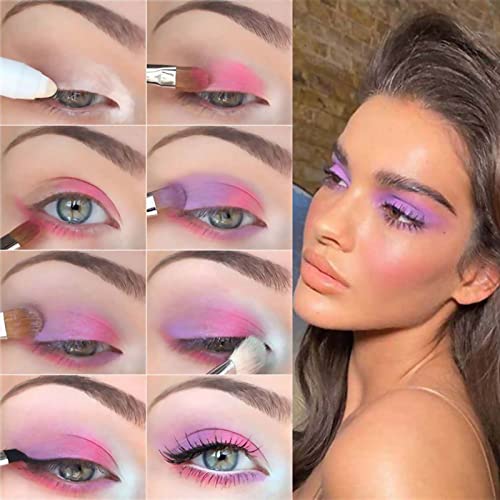 Christmas Purple Blue Eyeshadow Palette Cosmetics Eye Shadow - 16 Colors Shimmer Everyday Eye Shadow Pallet, Blendable Eyeshadow Primer Long Last