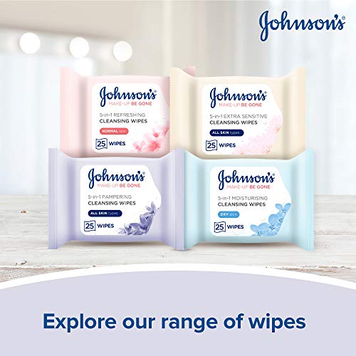 Johnson's Face Care Makeup Be Gone Pampering Wipes (6 x Packs of 25)