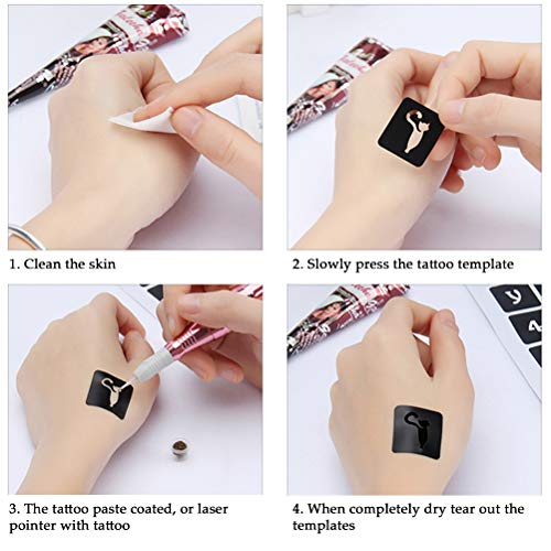 FOCCTS 353 Patterns Temporary Tattoo Stencils 18 Sheets Reusable Tattoo Stickers Removable Body Art Stencil Templates for Women Kids Teenager