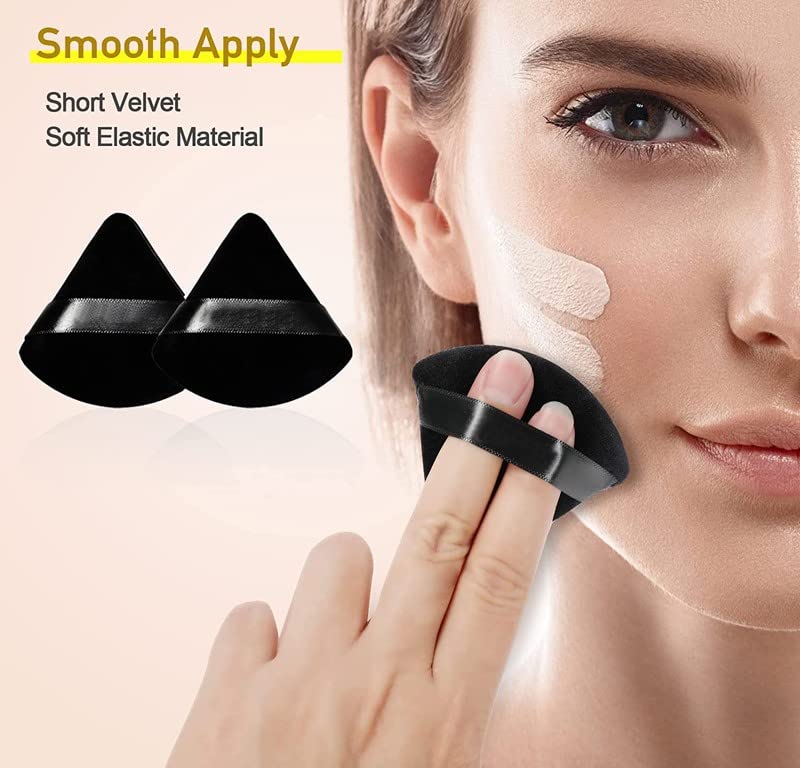 Powder Puff Face Triangle Makeup Puff 2 Pcs Setting Powder Puffs for Pressed Powder Large Soft Under Eye Make Up Sponges With Strap For Body Eyes