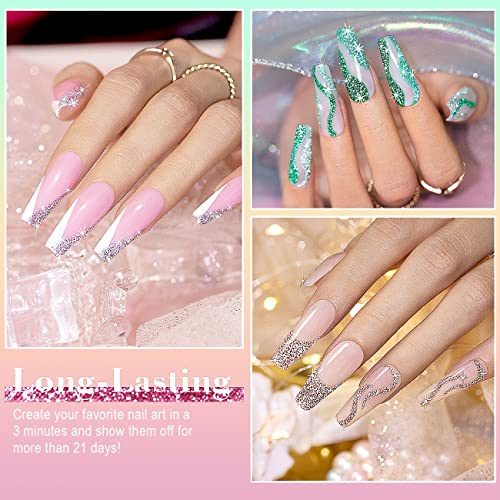 RARJSM Gel Liner Nail Art Reflective Glitter Flash Diamond Liner Gel Polish 12 Colors 5ml Sparkle Silver Hot Pink Black Pigment Painted Stripe Br