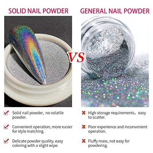 Chrome Nail Powder, White Pearl Nail Powder 4Pcs Chrome Powder for Nails, Metallic Holographic Nail Powder Mermaid Aurora Nail Art Pigment Solid