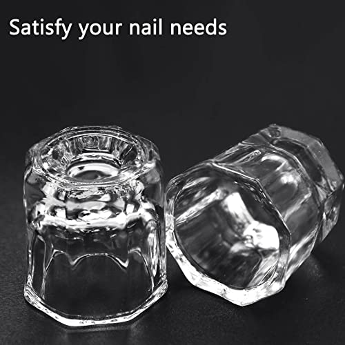 Hioph 10pcs Dappen Dish for Acrylic Nails, Acrylic Powder Holder, Acrylic Glass Jar Dampen Dish Liquid Cup for Nail Art Manicure Care Tools