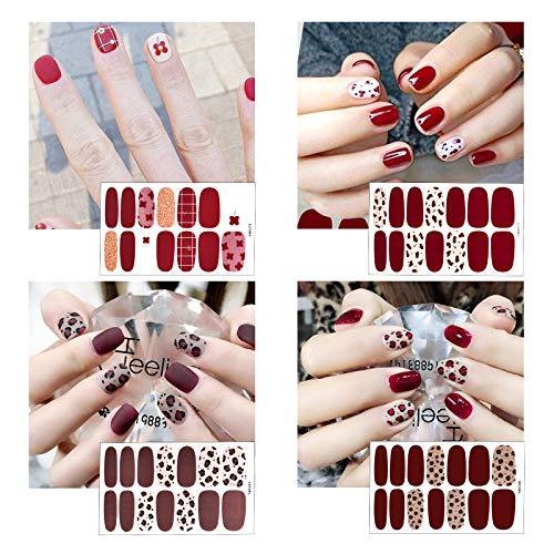 Kalolary 20 Sheets Nail Polish Sticker Full Wrap Nail Art Sticker, Leopard Print Self-Adhesive Nail Art Decal Strip Nail Decals with Nail File fo