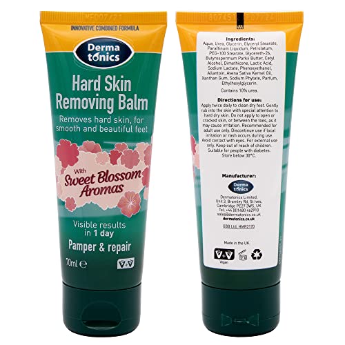 Dermatonics Natural Care Hard Skin Removing Balm for Feet | Scented with Sweet Blossom Aromas | Moisturises with Shea Butter and Hydrates with Oa