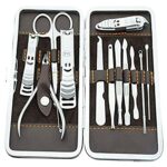 Heavy Duty Finger Toe Nail Cutter Stainless Steel 12 pcs Personal Manicure Nail Scissors Set Nail Clipper Earpick Grooming Pedicure Kits Men/Wome