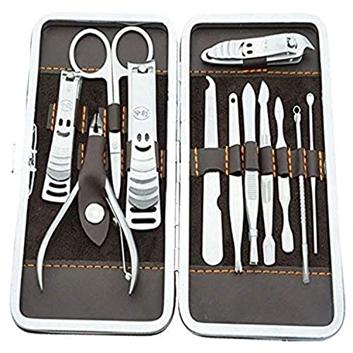 Heavy Duty Finger Toe Nail Cutter Stainless Steel 12 pcs Personal Manicure Nail Scissors Set Nail Clipper Earpick Grooming Pedicure Kits Men/Wome
