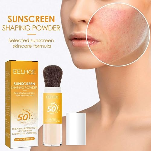 SPF 50 PA+++ Powder Sunscreen For Face, Oil Control Natural Matte Finish, Long-Lasting Lightweight Breathable Sunscreen Power, Mineral Powder Sun