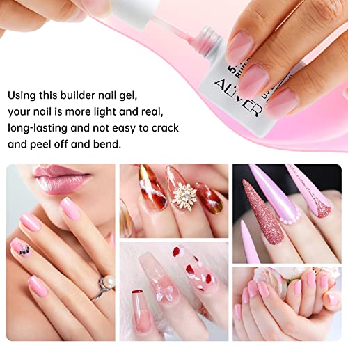 Builder Gel, 5 in 1 Nail Builder Gel, Builder Gel and Base Gel Strengthener Gel Clear Builder Gel Color in a Bottle 15ml, For Nail Art Decoration