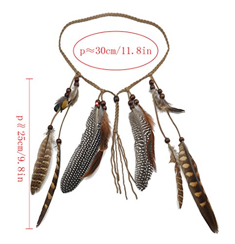 BuxiuGK Indian Headdress Hippie Boho Feather Tassel Headband Hair Accessories for Women Girl Party Festival,1#
