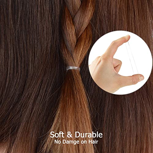 ILamourCar Elastic Hair Bands, 500pcs Clear Hair Elastic Bands, Hair Elastics with 10 Hairpin, Small Hair Bands for Kids Hair, Braids Hair, Weddi