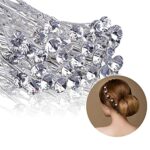 40 Pack Wedding Bridal Rhinestone Hair Pins Clips, Diamante Pins Bobby Grips Flower Crystal Hair Styling Accessories Silver