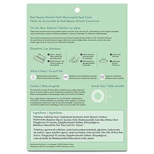 Rael Pimple Patches Microcrystal Acne Healing Patch - Acne Spot Patches Tea Tree Treatment (1Pack, 9 Patches)