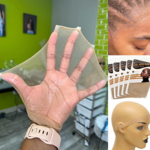 BEEOS SKINLIKE Real HD Wig Cap for Women, 10 PCS Ultra-thin Invisible and Breathable Stretchy Stocking Sheer Caps for Lace Front Wig