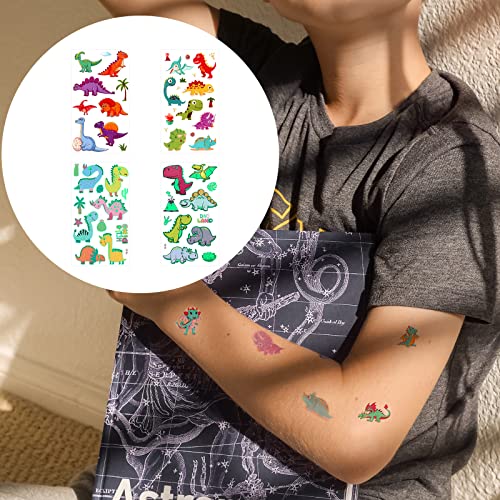 SAVITA 20 Sheets Kids Temporary Tattoos, Luminous Dinosaur Tattoo Stickers Waterproof Cartoon Fake Tattoos for Kids Toddlers Boys Dinosaur Birthd