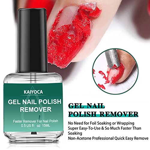 Gel Nail Polish Remover 2 Packs with 1 Cuticle Pusher, Quickly & Easily Remove Nail Polish in 3-5 Minutes, No Need Tin Foil & Clip and Don't Hurt